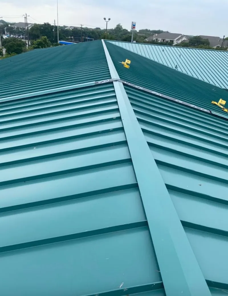 Green commercial metal roof ridge and valley for Metal Roof Repair in Cromwell